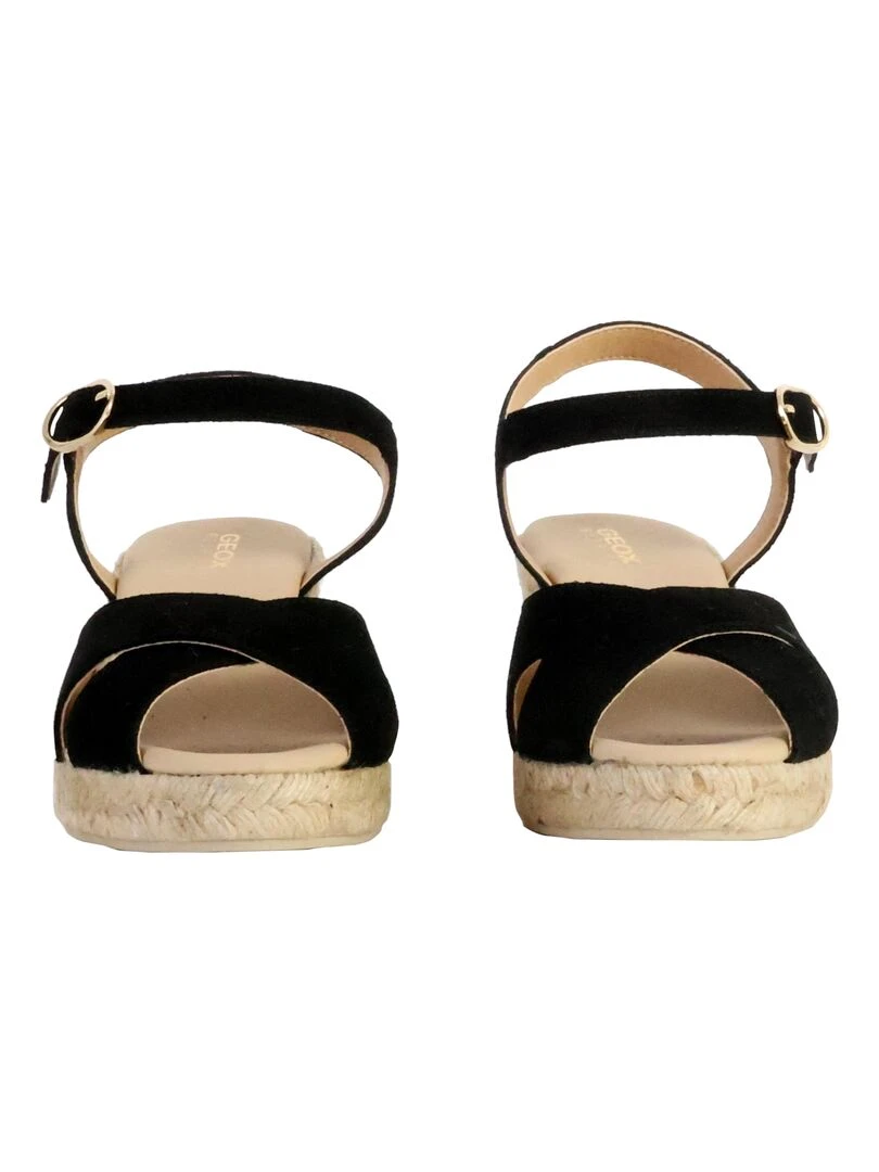 Sandales Compensées Cuir Geox Gelsa   Noir