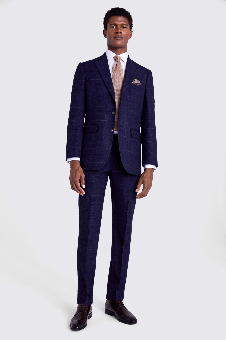 Slim Fit Navy Black Check Jacket   Buy Online at Moss