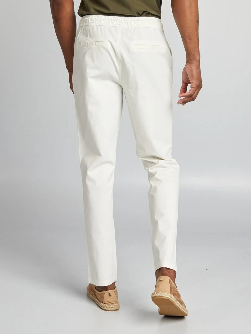 Pantalon chino à ceinture élastiquée   blanc