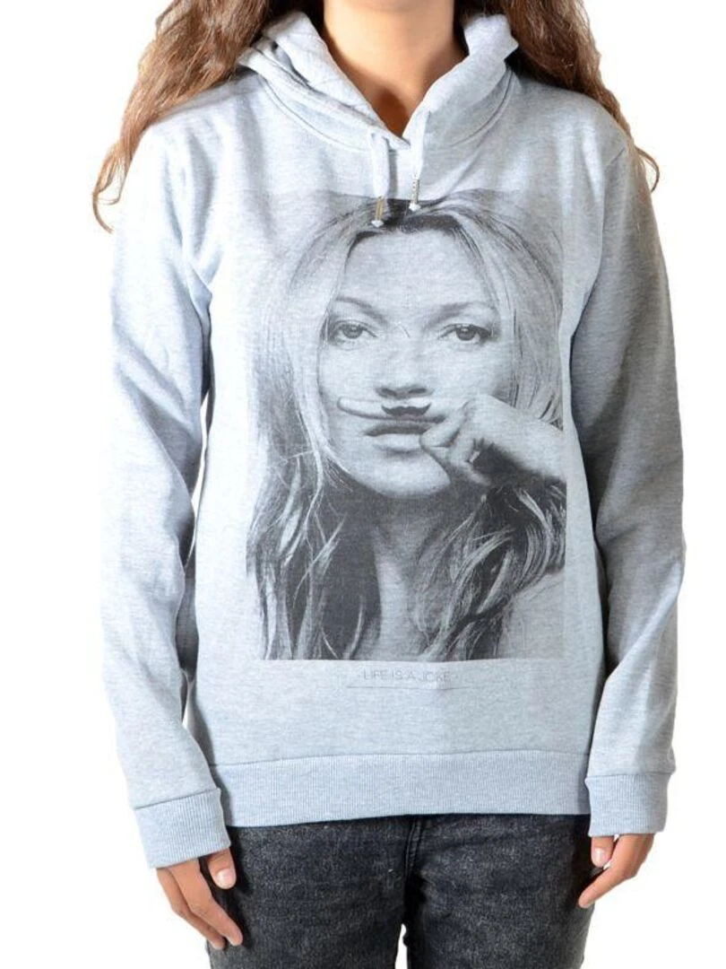 Sweat Little Eleven Paris Kate Moss HC Mixte Garçon Fille Gris Chiné Gris