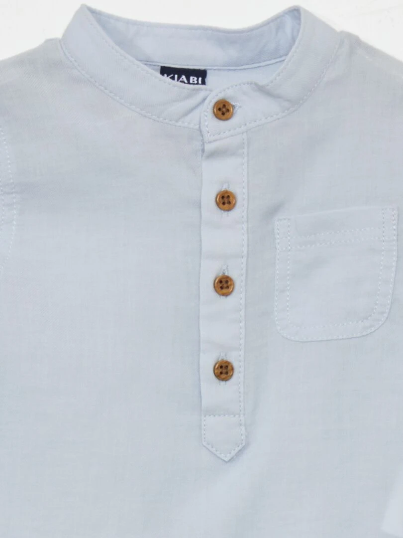 Chemise col tunisien   Bleu ciel