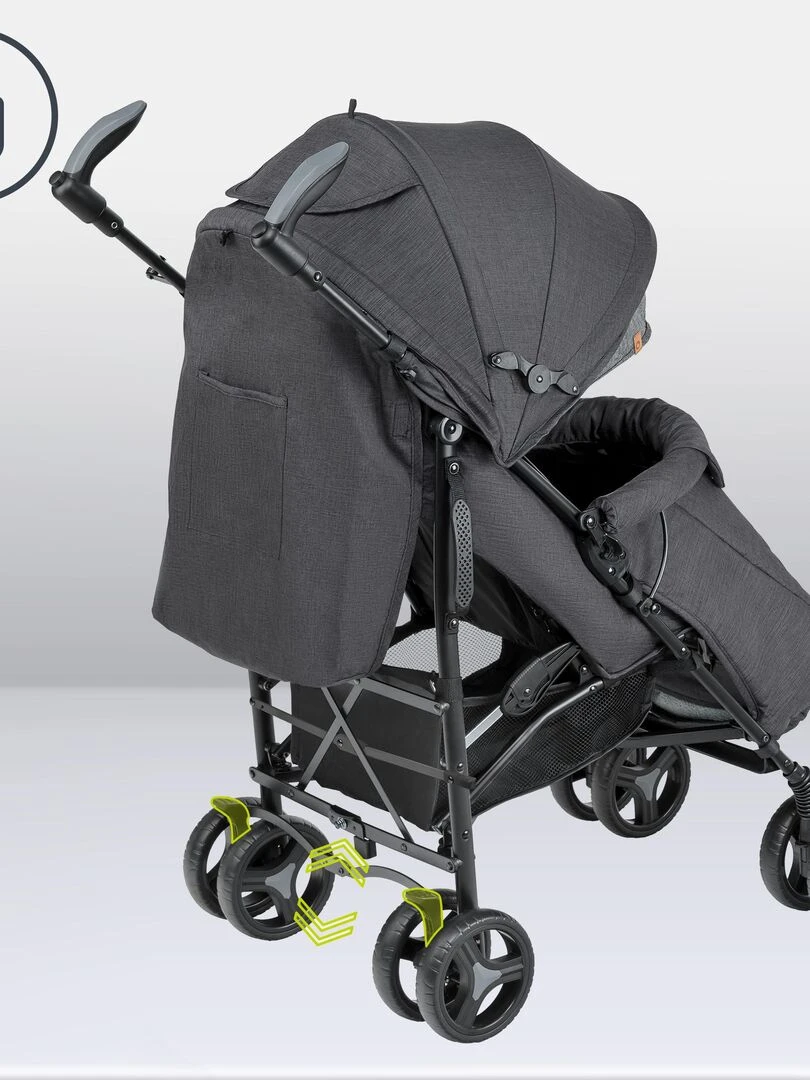 LIONELO Irma   Poussette bébé canne compacte   De 6 à 36 mois   Accessoires inclus   Gris foncé   Gris foncé