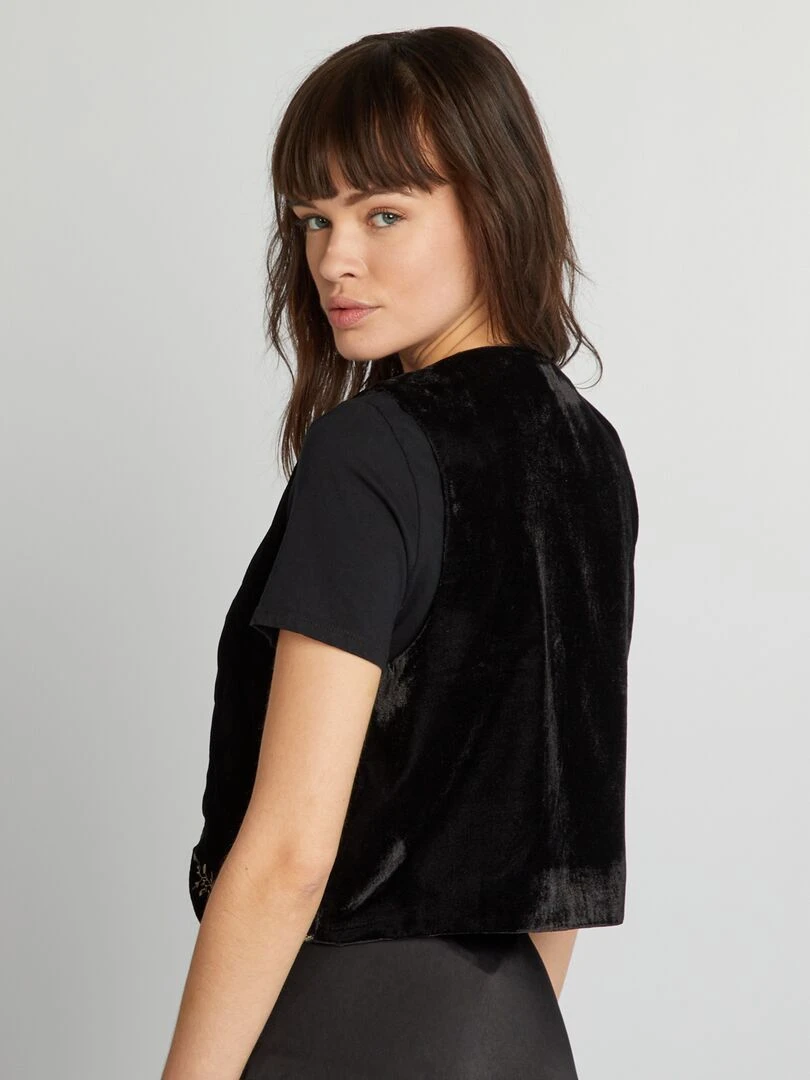 Veste sans manches en velours   Noir