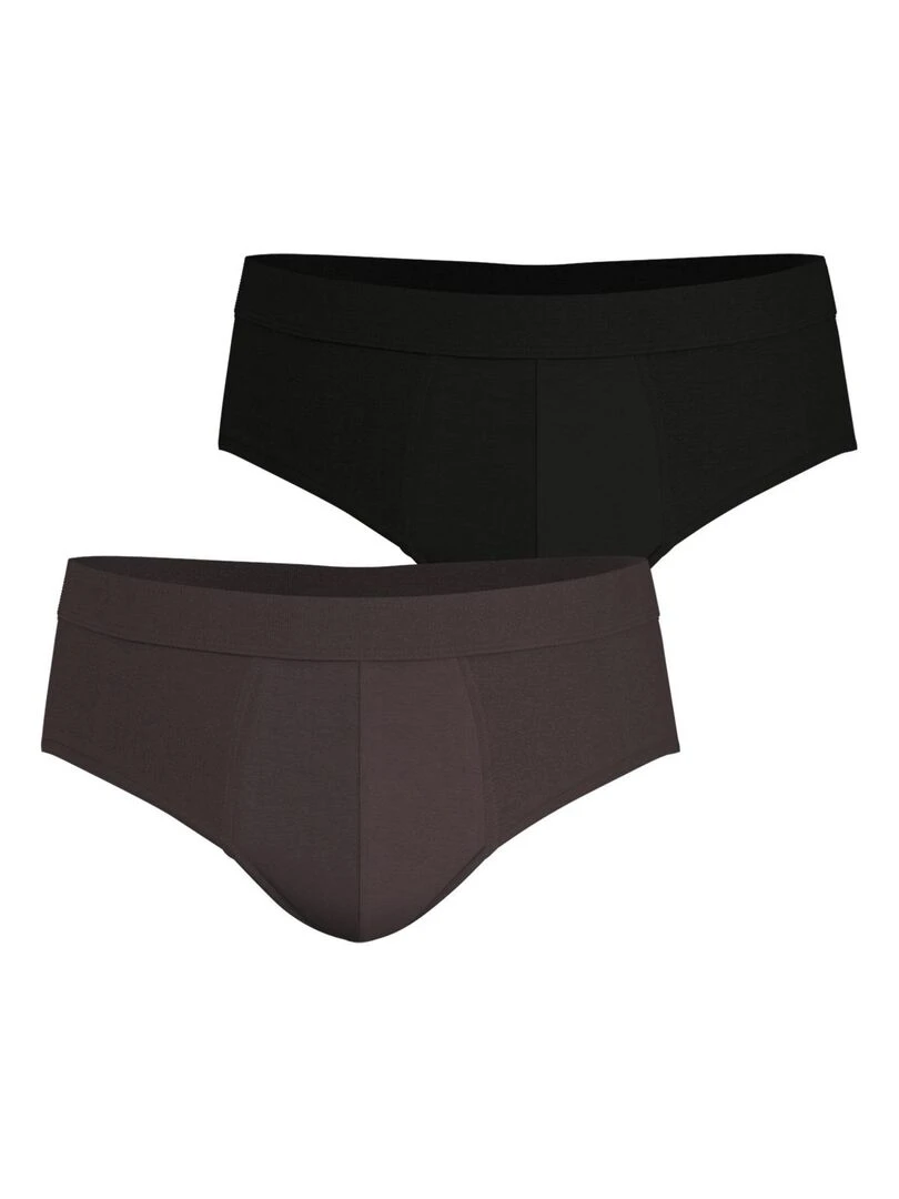 Lot de 2 slips homme Fusion Noir Marron