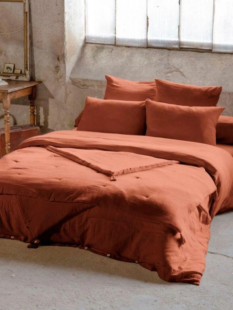 Taie d'oreiller en Gaze de Coton   Orange