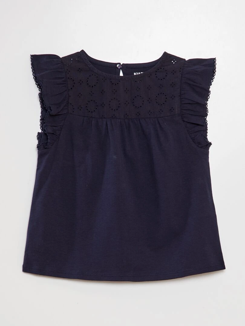 T shirt avec broderie bleu marine