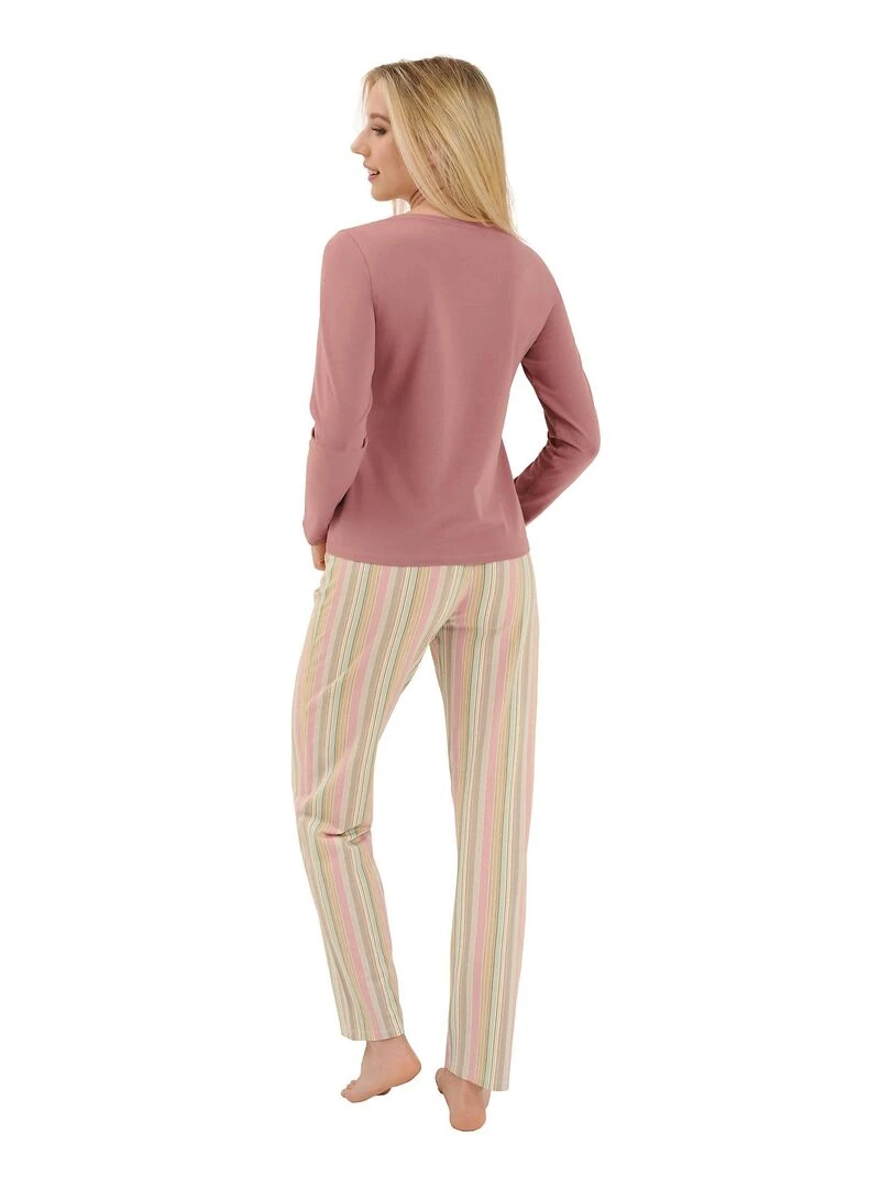 Pyjama pantalon top manches longues Maxine Rose