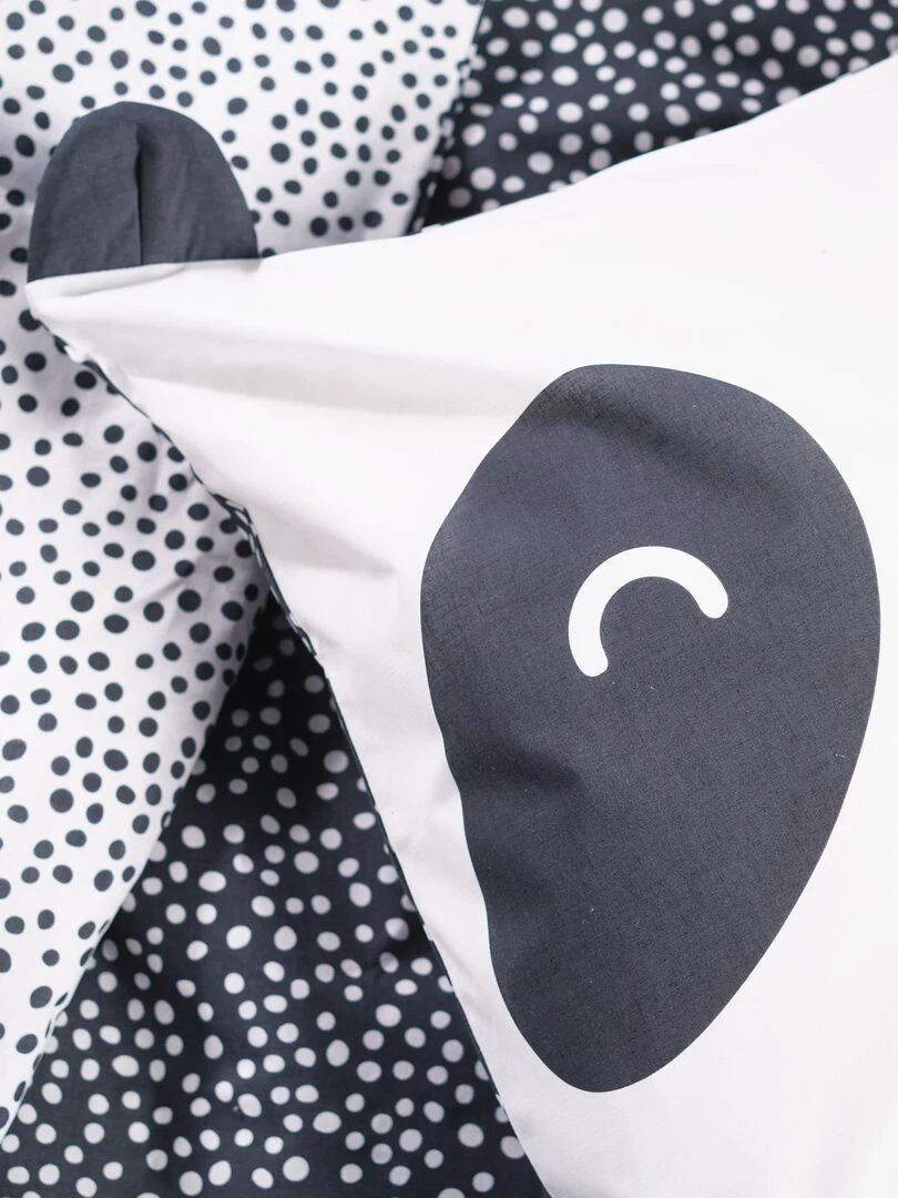 Parure de lit 'Panda' 1 personne noir