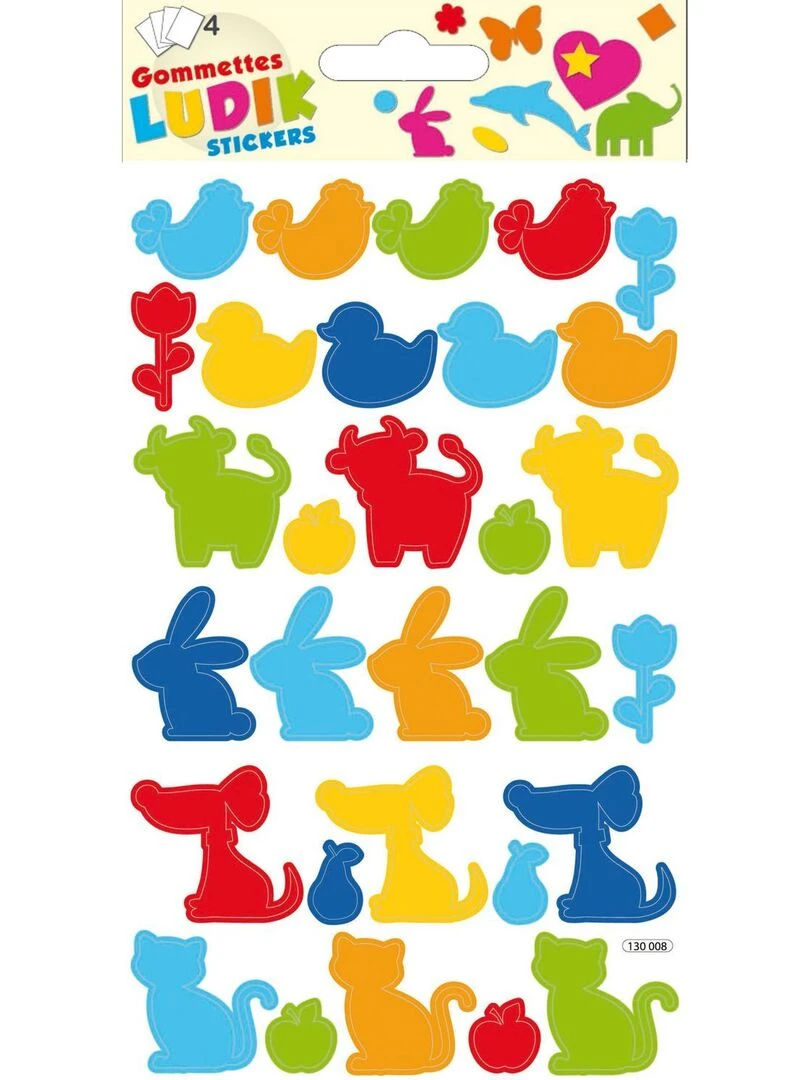 120 Gommettes Formes animaux de la ferme Multicolores N/A