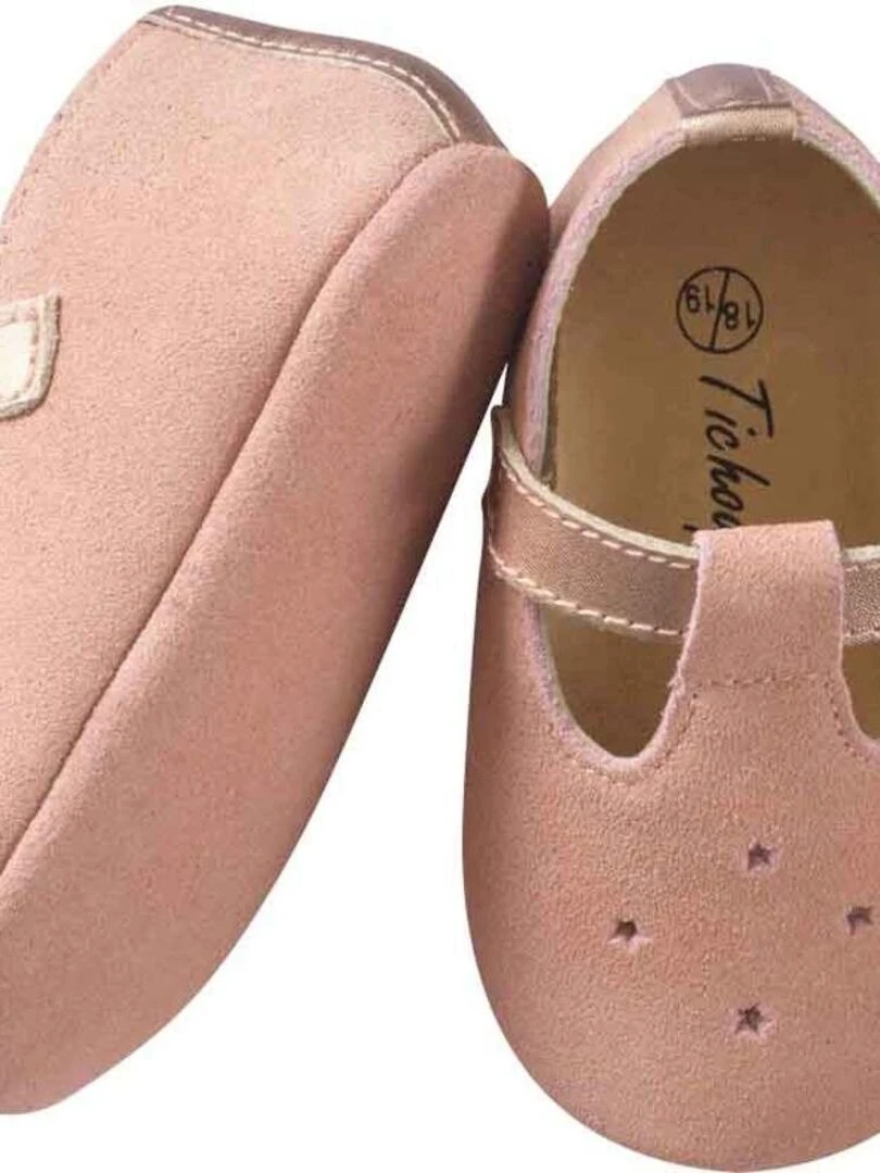 Chaussures bébé cuir souple Star Rose