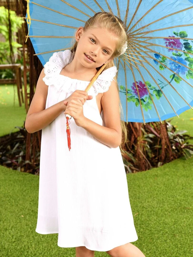 Robe Cérémonie Bohème Fille Blanche AURORE La Faute à Voltaire Blanc