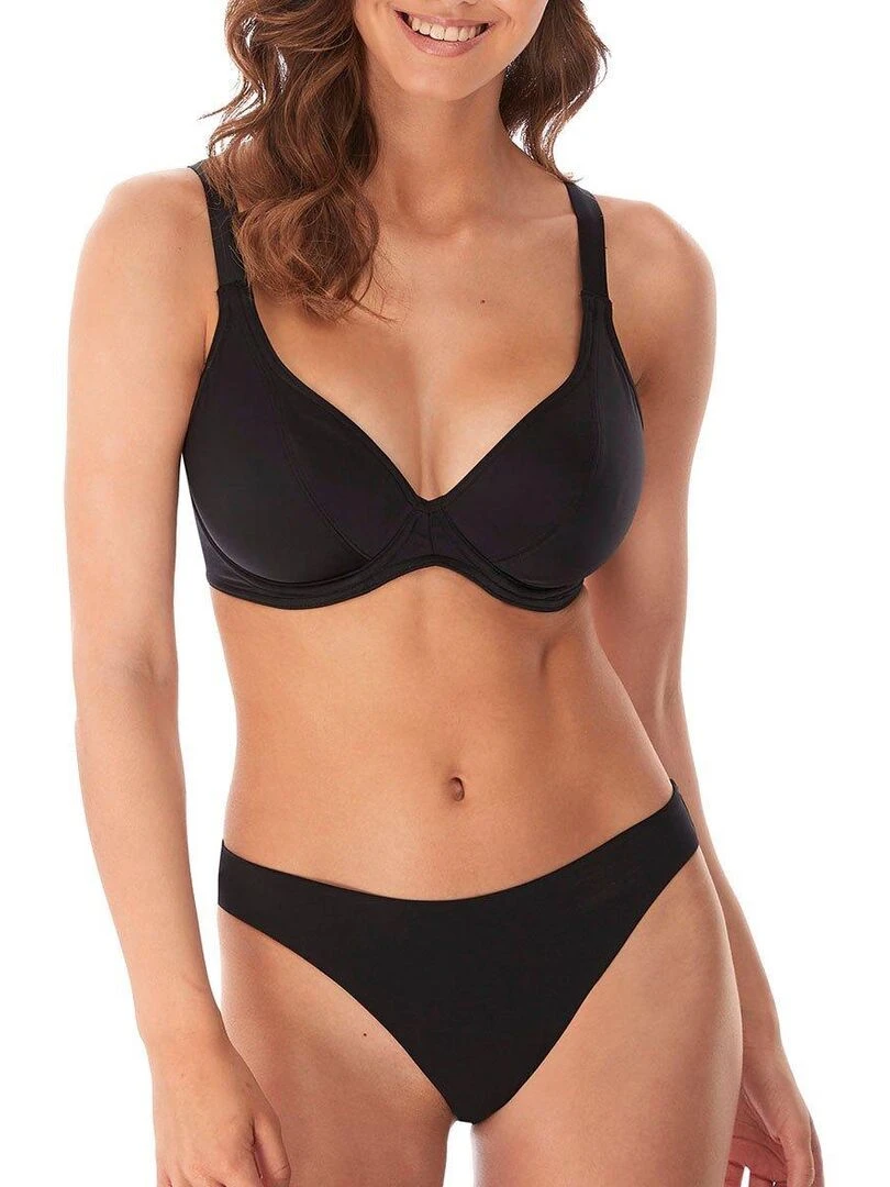 Haut de maillot de bain à armatures bonnets profonds Remix   Noir