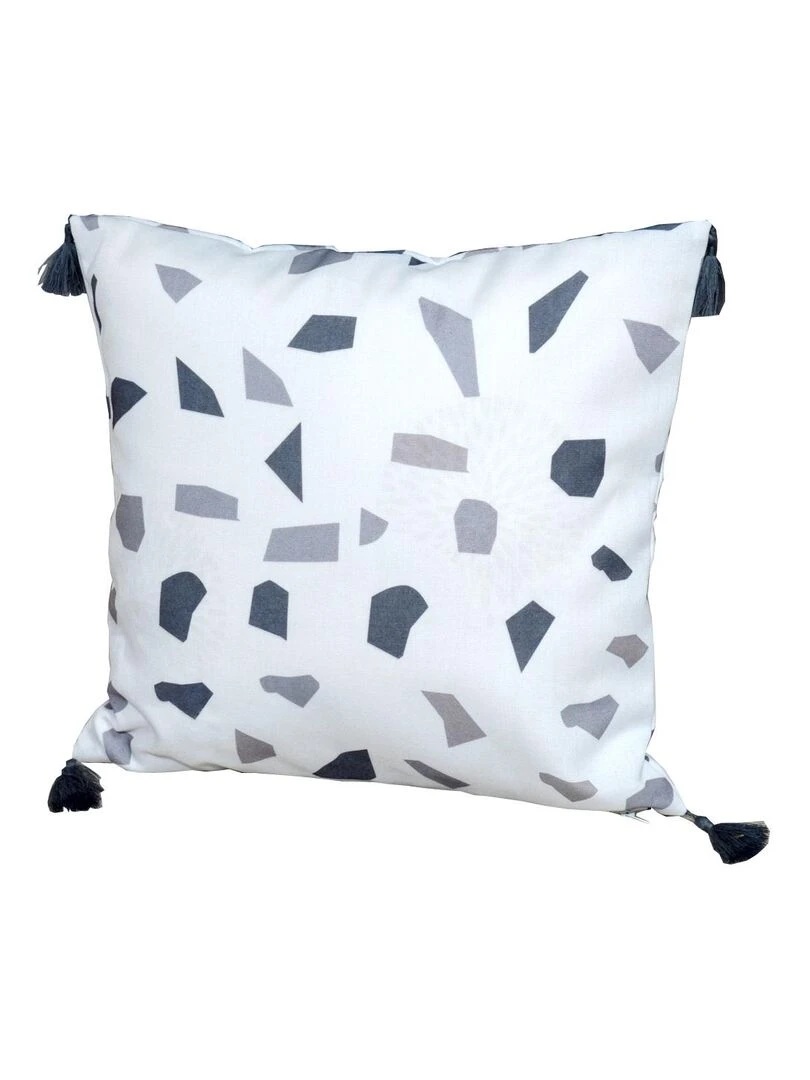 Coussin en Toile à Imprimés Fantaisies Gris clair