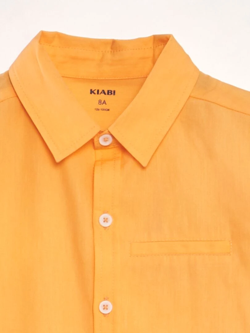Chemise manches courtes unie   Orange