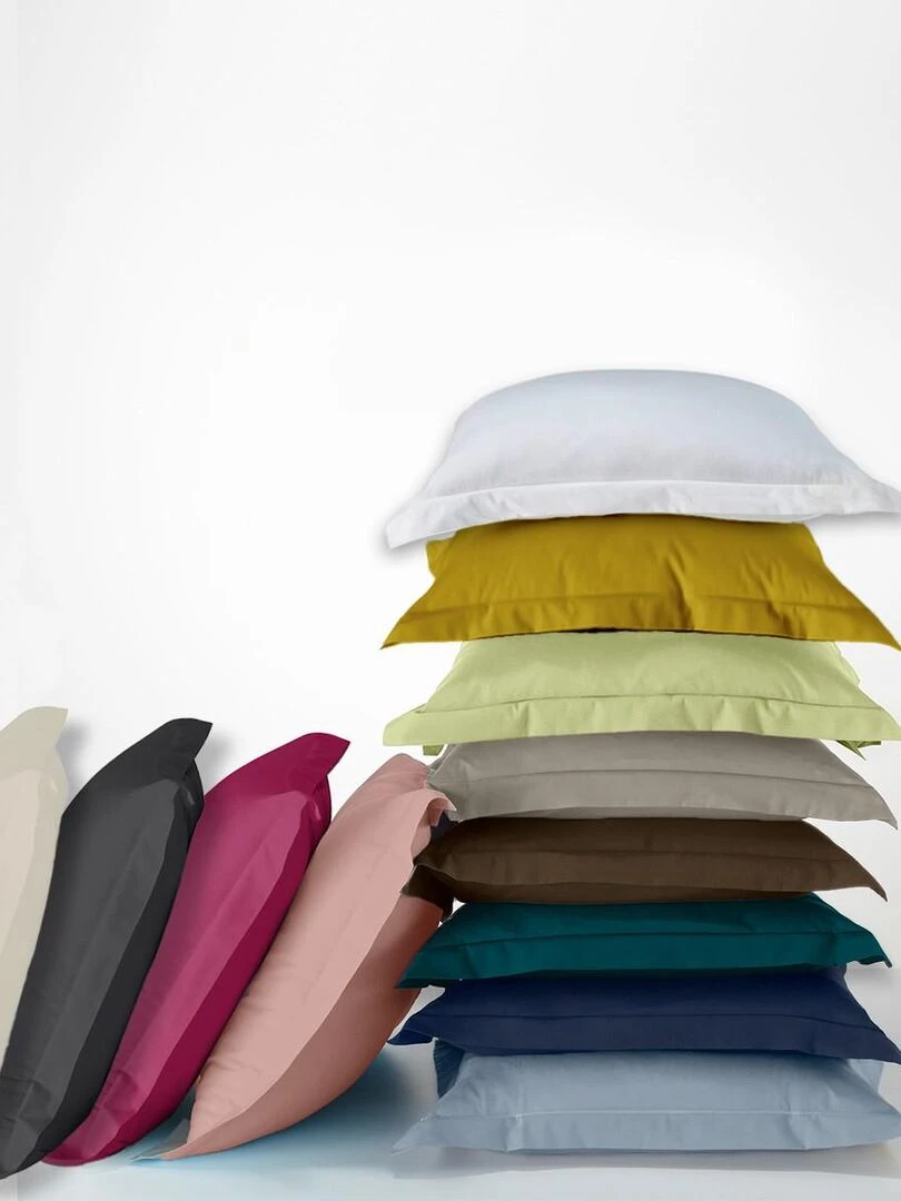 Future Home   Housse de couette en coton 57 fils unie   Bleu