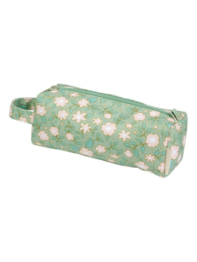 Trousse scolaire Fleurs sauge Vert