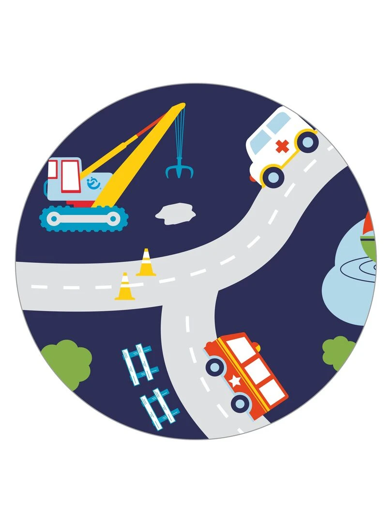 ROBA Banc Coffre à Jouets "Rennfahrer" en Bois pour Enfant   Fermeture Douce   Blanc/Bleu   Bleu Blanc