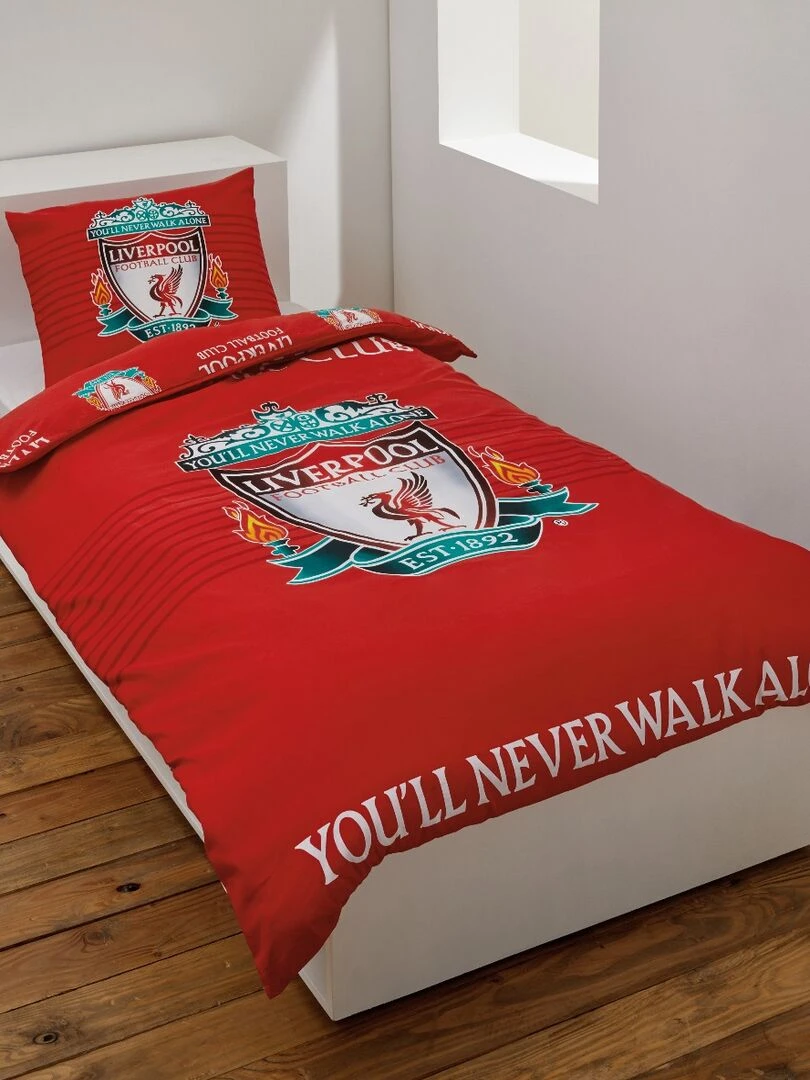 Housse de couette FC Liverpool 140x200 cm et taie d'oreiller   100% Coton   Rouge