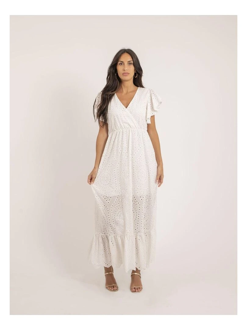 Robe longue broderies anglaises IROKO   Blanc