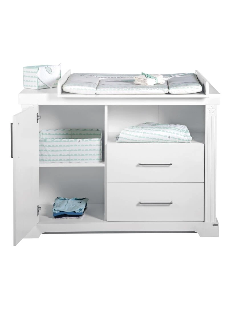ROBA Commode à Langer "Maxi" – avec Plan à Langer Amovible – Style maison de campagne   Blanc
