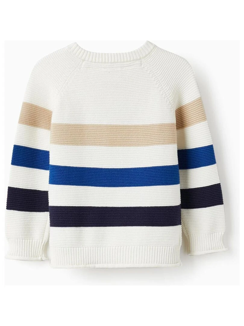 Pull en Maille de Coton pour Bébé Garçon ATLANTIC COMPANY Beige clair