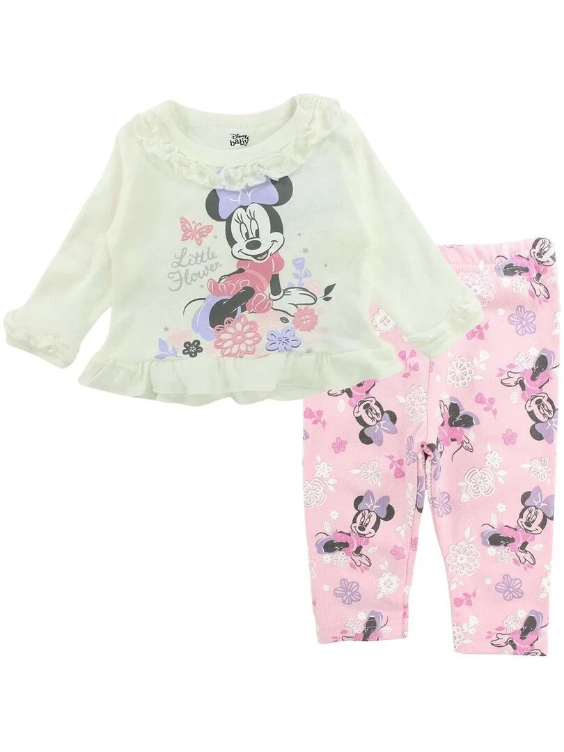 Disney Ensemble Tunique legging bébé fille Imprimé Minnie Blanc