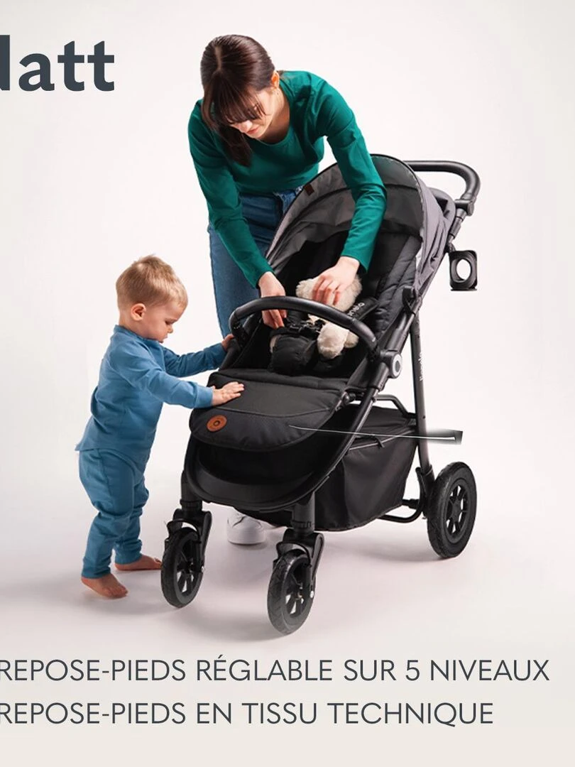 LIONELO Natt Poussette bébé compacte Jusqu'à 22 Kg Légère & pliable Noir Noir