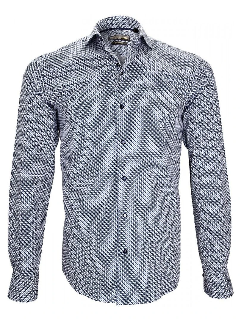 Chemise col italien GAETANO Bleu