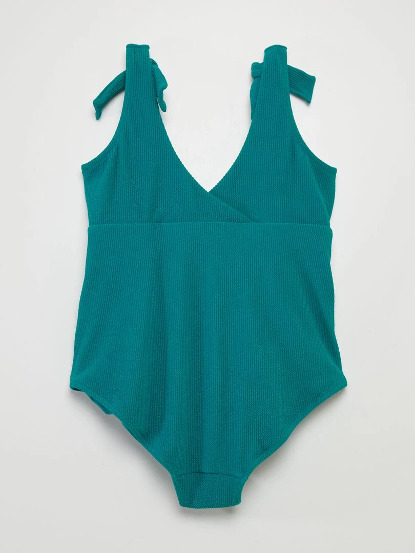 Maillot de bain gaufré 1 pièce bleu