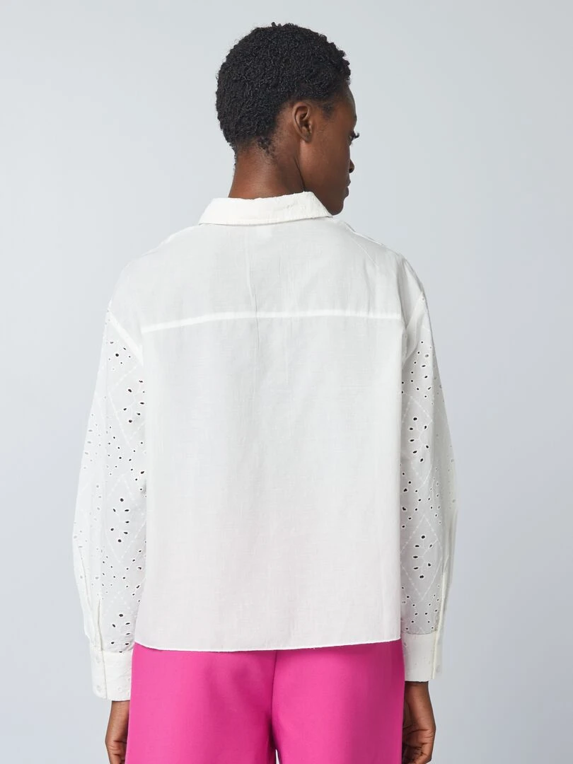 Chemise à broderies anglaises   Blanc