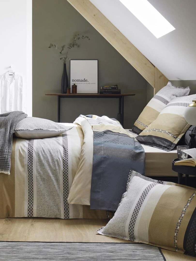 Ensemble drap plat et 2 taies Marlow   Beige