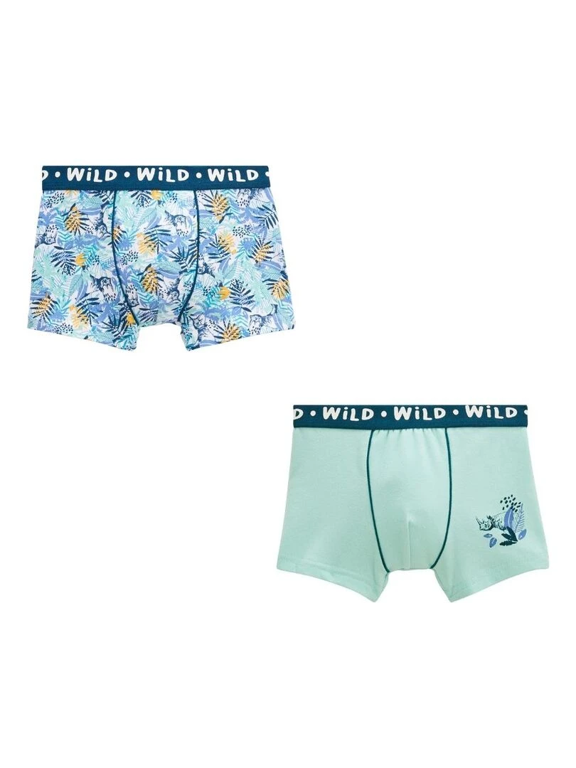 Lot de 2 boxers garçon Jungle Rhino Bleu