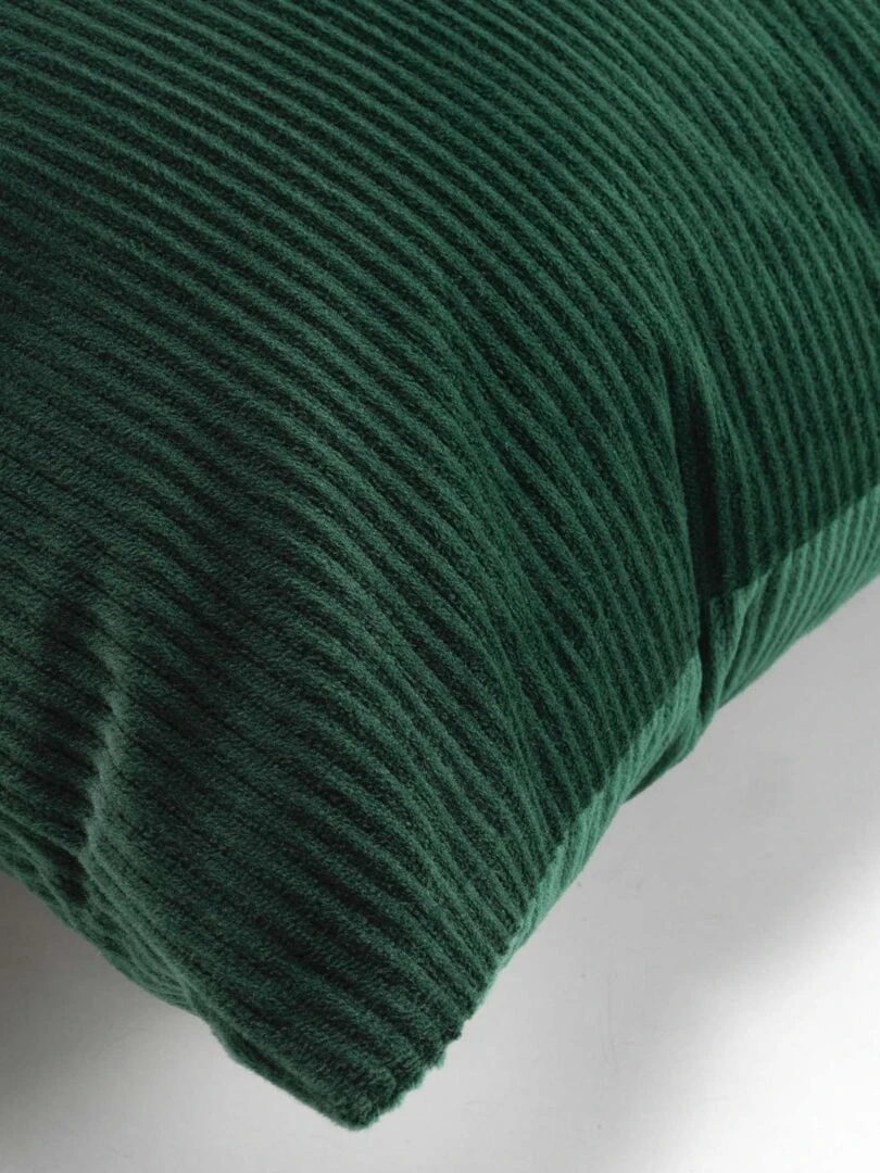 Coussin déhoussable en velours côtelé Vert foncé