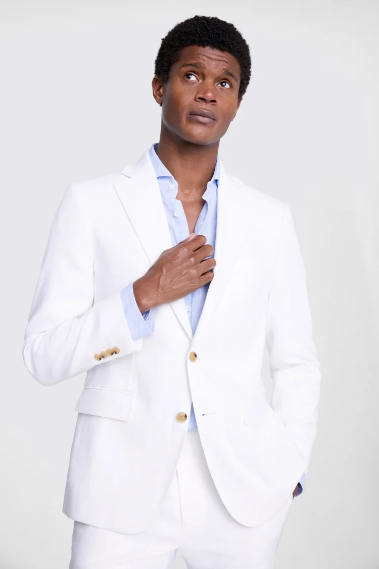 Tailored Fit White Matte Linen Jacket Buy Online at Moss
