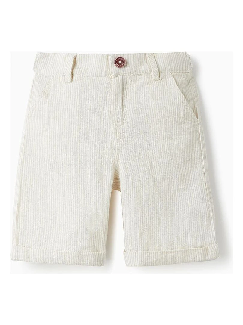 Shorts Chino à Rayures pour Garçon CÉRÉMONIE Beige clair