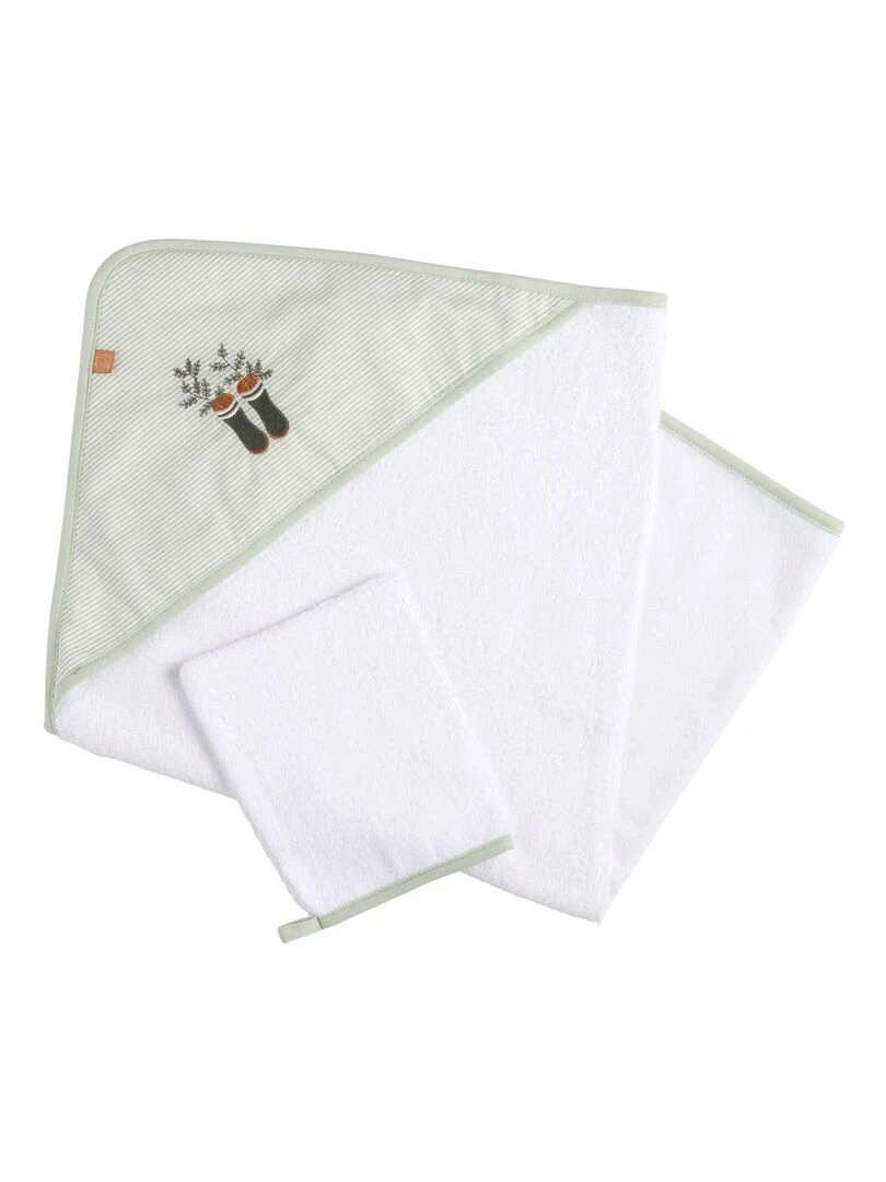 Cape de bain 75x75cm plus gant en coton blanc SAUTHON Blanc