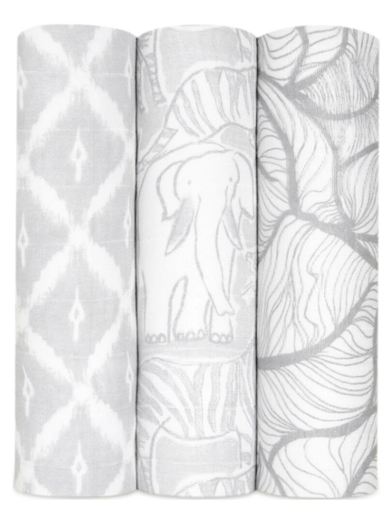 Lot de 3 maxi langes Silky soft Culture Club (120 x 120 cm) Gris
