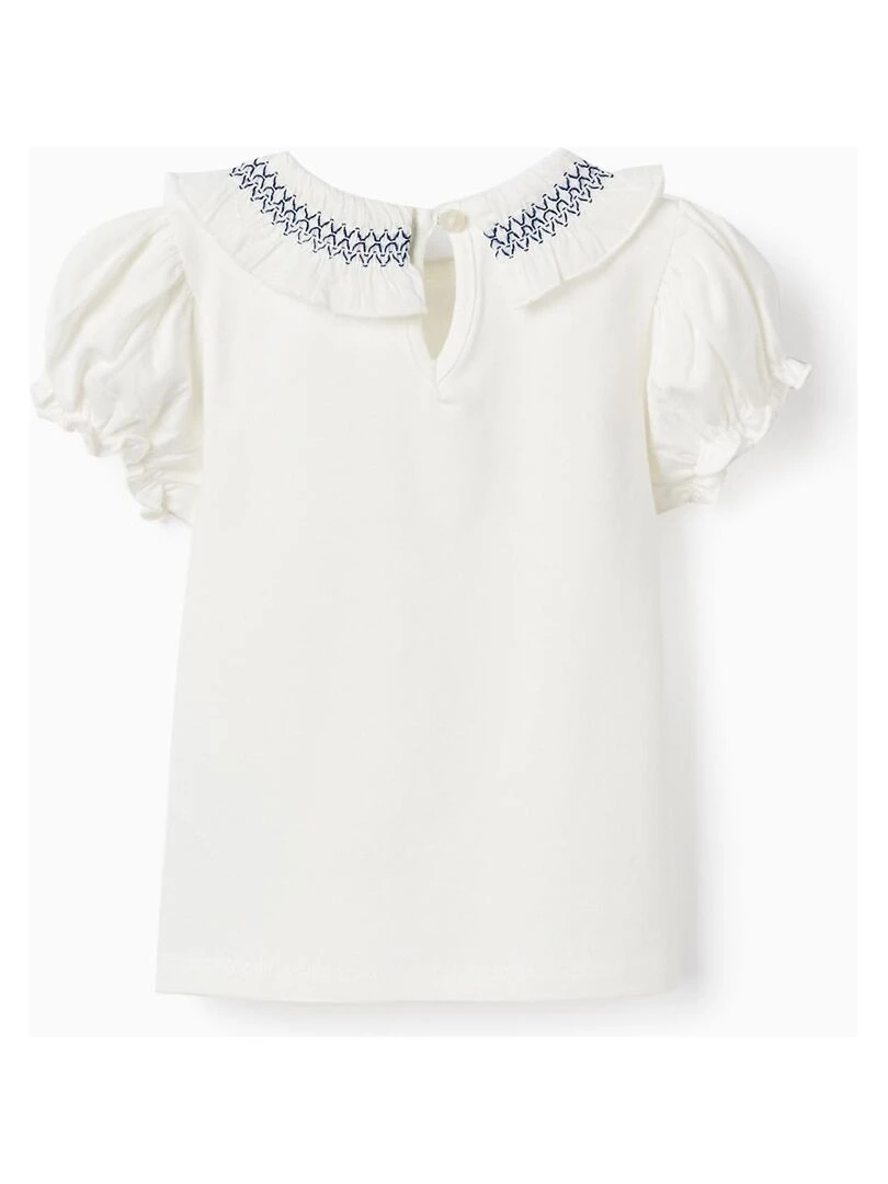 T shirt à manches courtes avec volants pour bébé fille manches courtes ATLANTIC COMPANY Beige clair