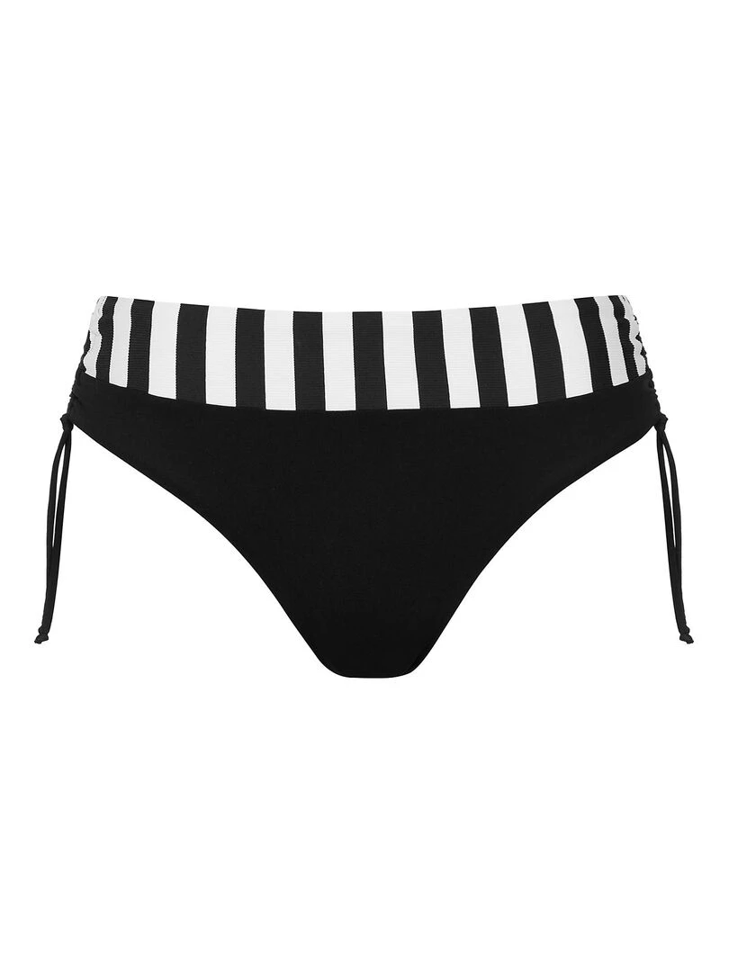 Bas maillot slip de bain taille haute côtés réglables Rhodes   Noir