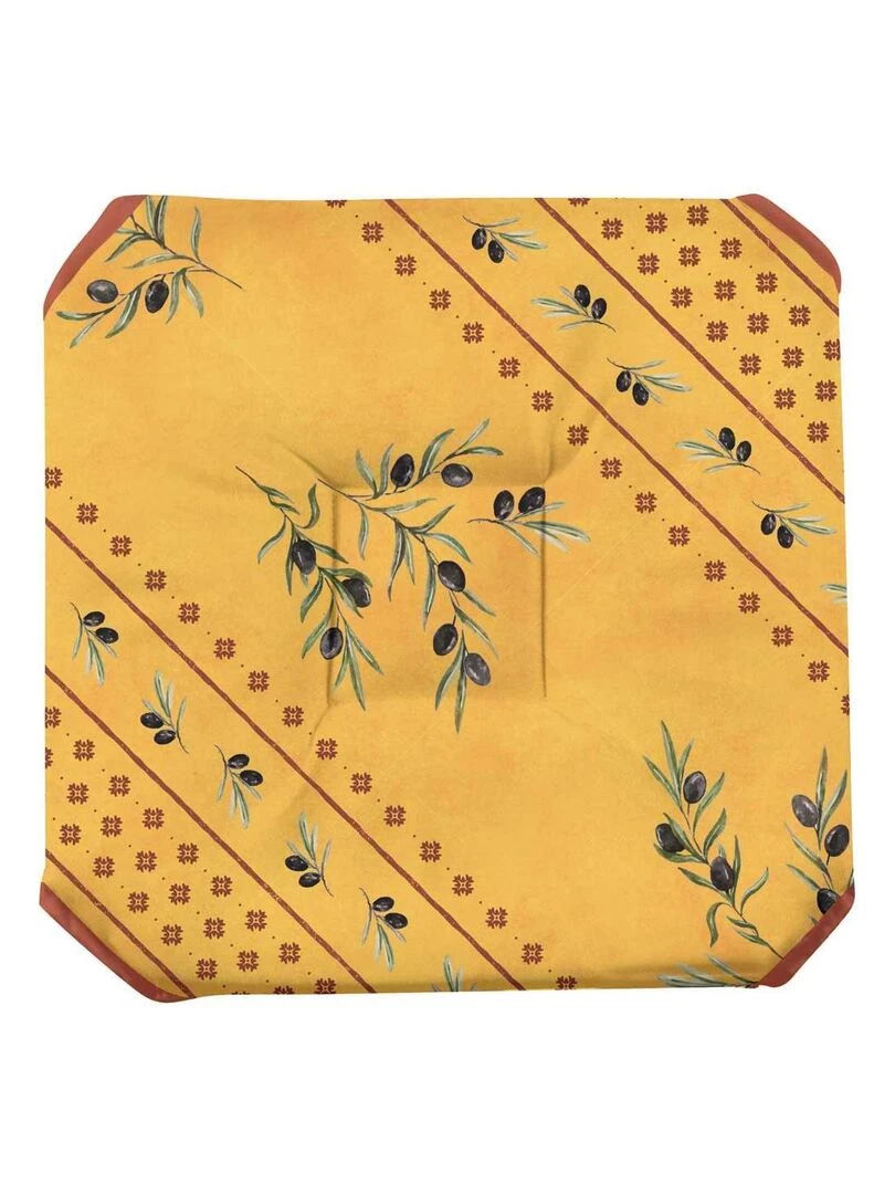 Galette de chaise anti taches à rabats Olivette jaune Jaune