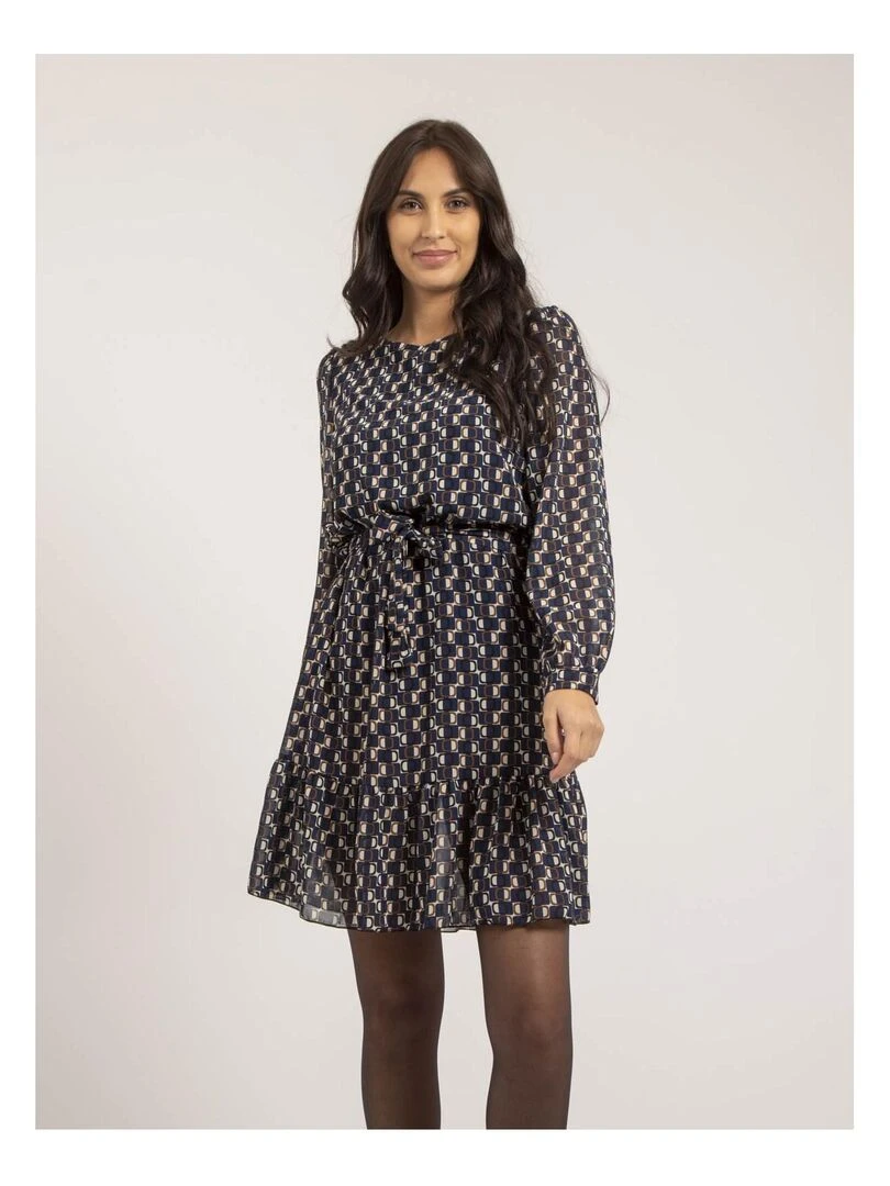 Robe courte motifs IPERTIA Bleu marine