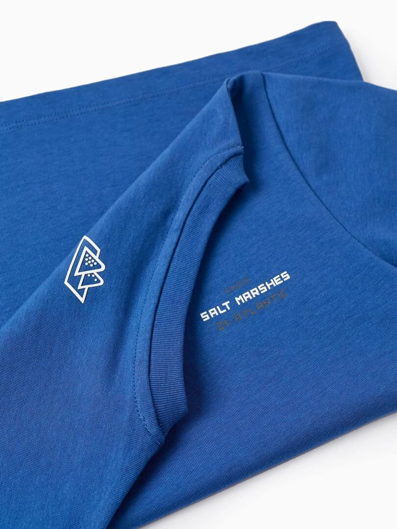 T shirt en coton pour garçon 'Salt Marshes' manches courtes   Bleu foncé