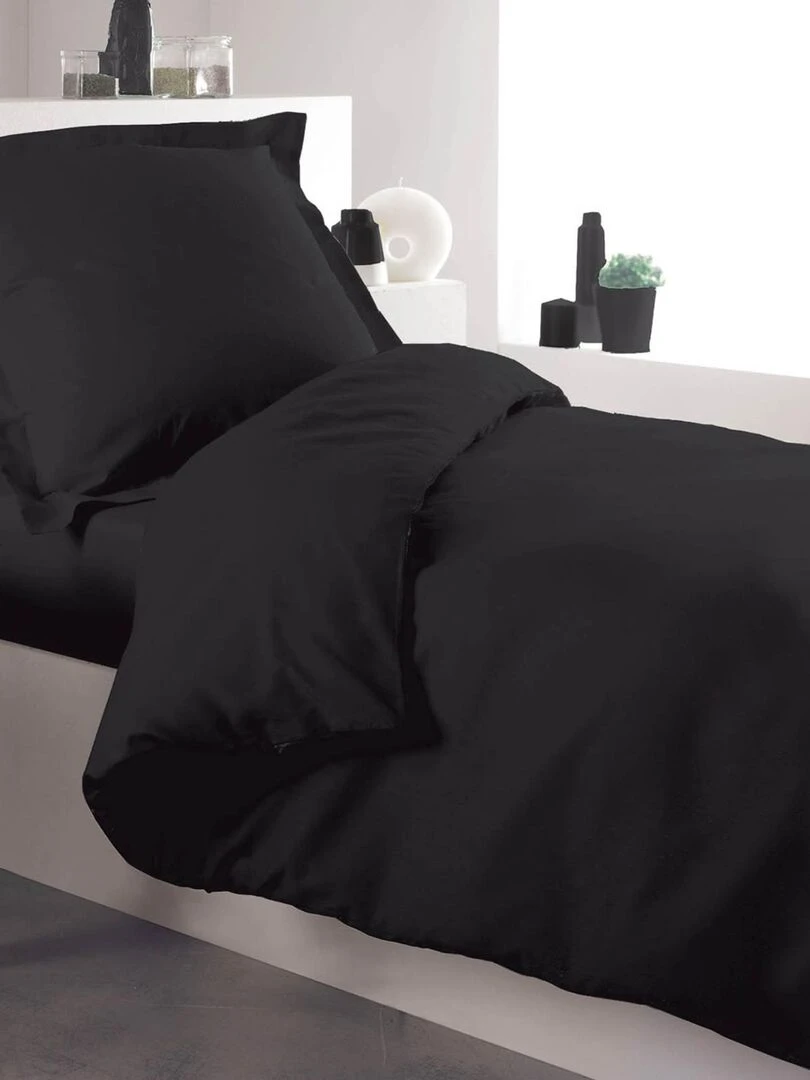 Housse de couette percale 140 x 200 cm unie gris anthracite