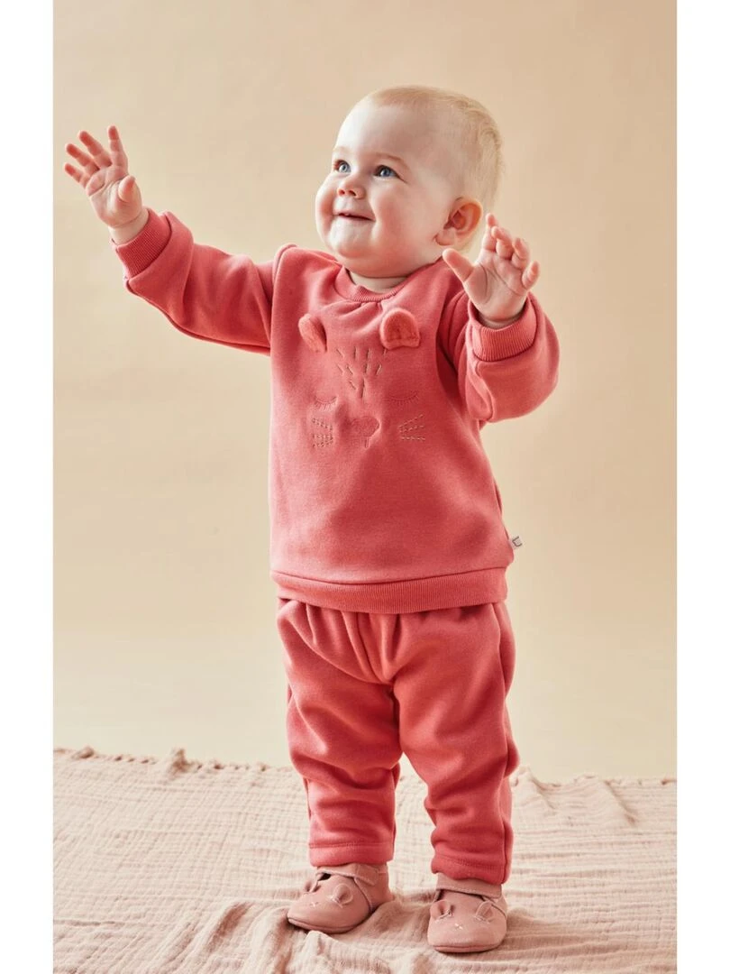 Set sweat brodé léopard + jogging  framboise/paillettes   Noukie's   Rose