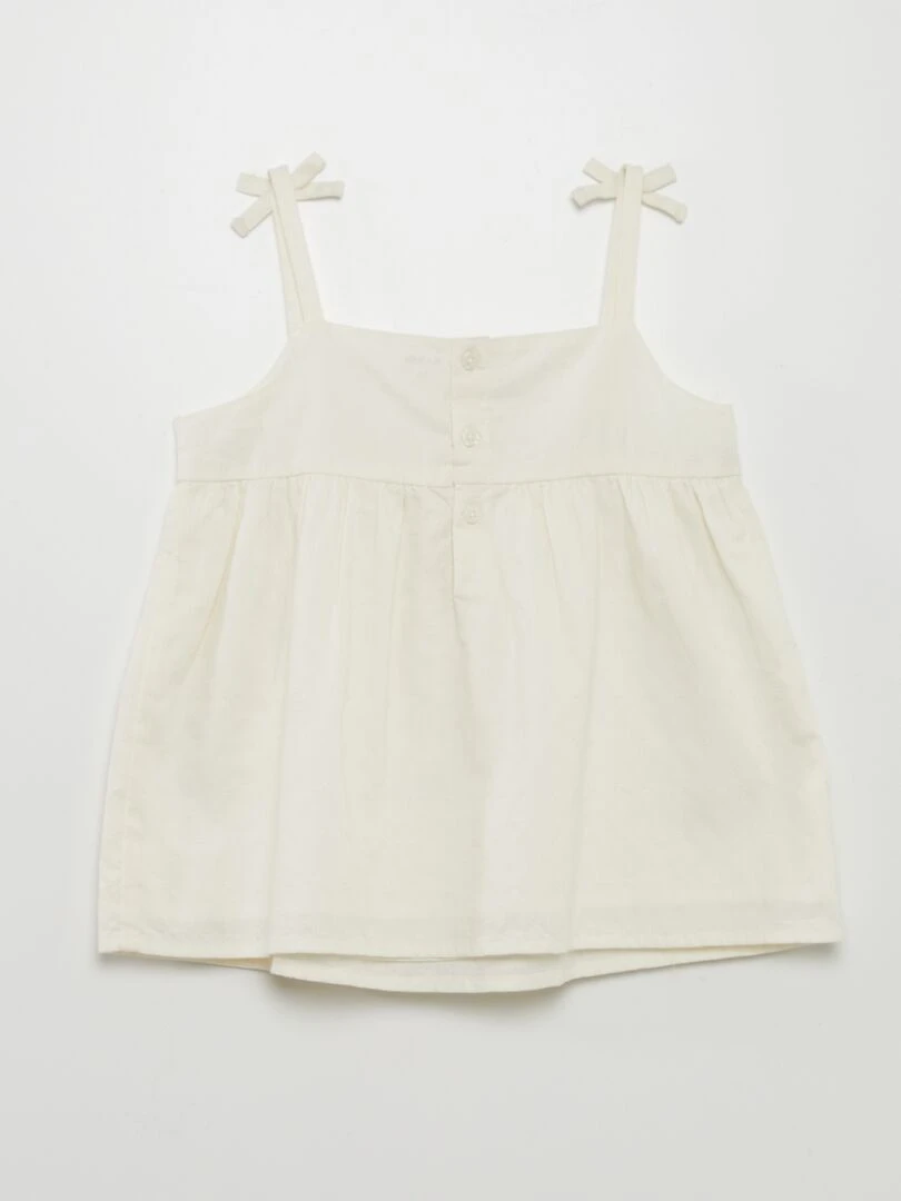 Top à fines bretelles avec broderies   Ecru