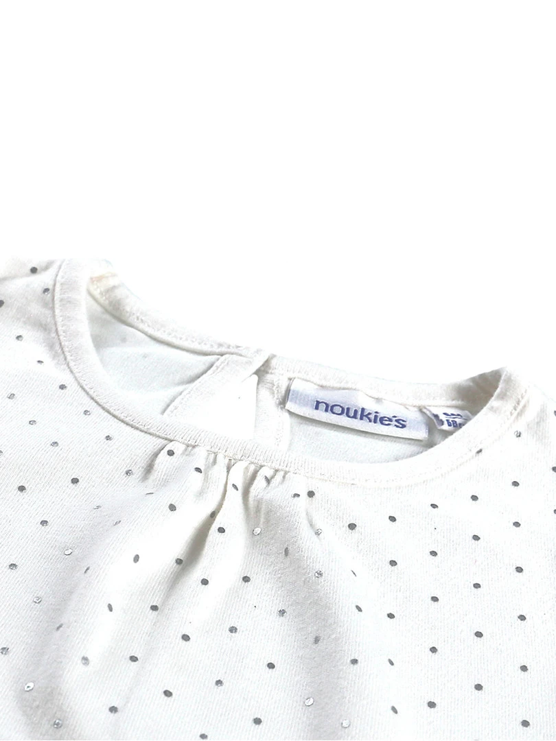 T shirt Pois Argentés   Blanc