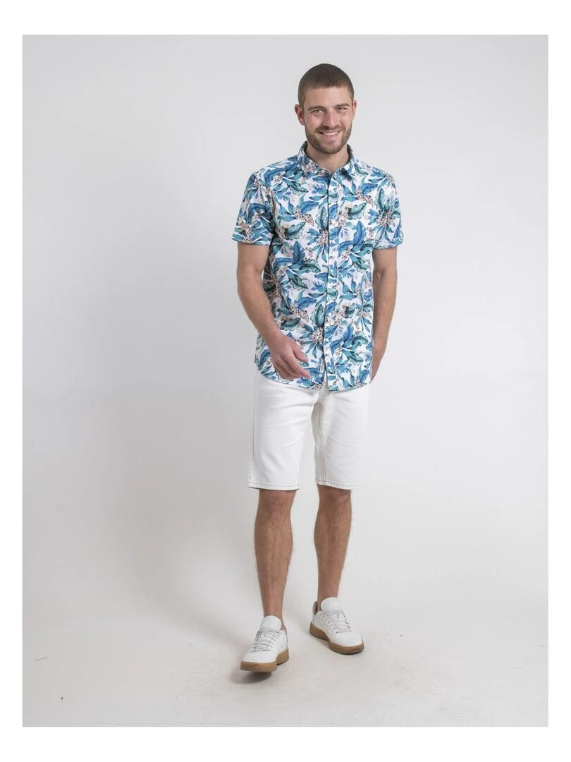 Chemise manches courtes pur coton DIRIDIC   Blanc