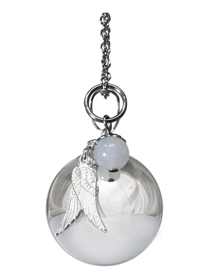 Bola de Grossesse CELESTE Pierre de lune et pendentif ailes d'ange Blanc
