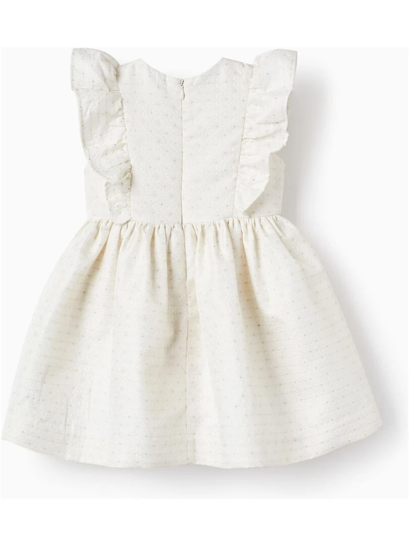 Robe avec Volants pour Bébé Fille manches courtes CÉRÉMONIE Blanc