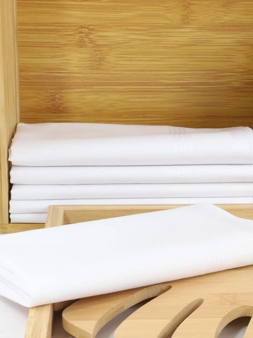 Lot de 6 mouchoirs coton blanc POCHETTE Blanc